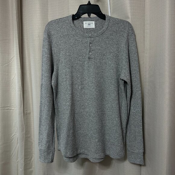 Sol Angeles Pullover Long Sleeve Thermal Henley Shirt Men's Size Medium Gray - Picture 1 of 9